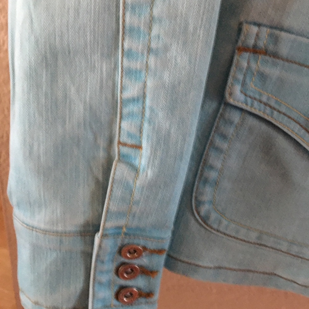 ECU Seafoam Blue or Turquoise Fitted Denim Jacket.